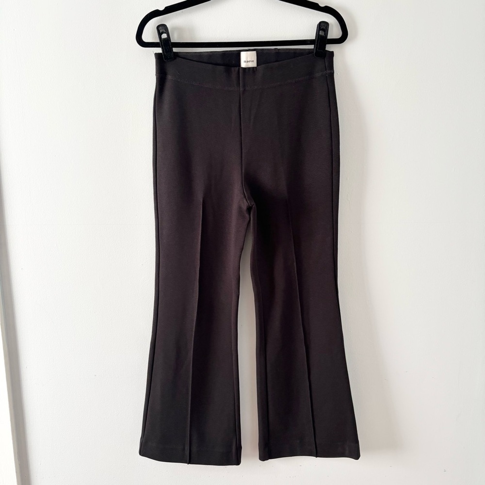 Maeve High-Rise Pull-On Kick Flare Pants Crop Ankle Seamed Stretch Anthropologie
